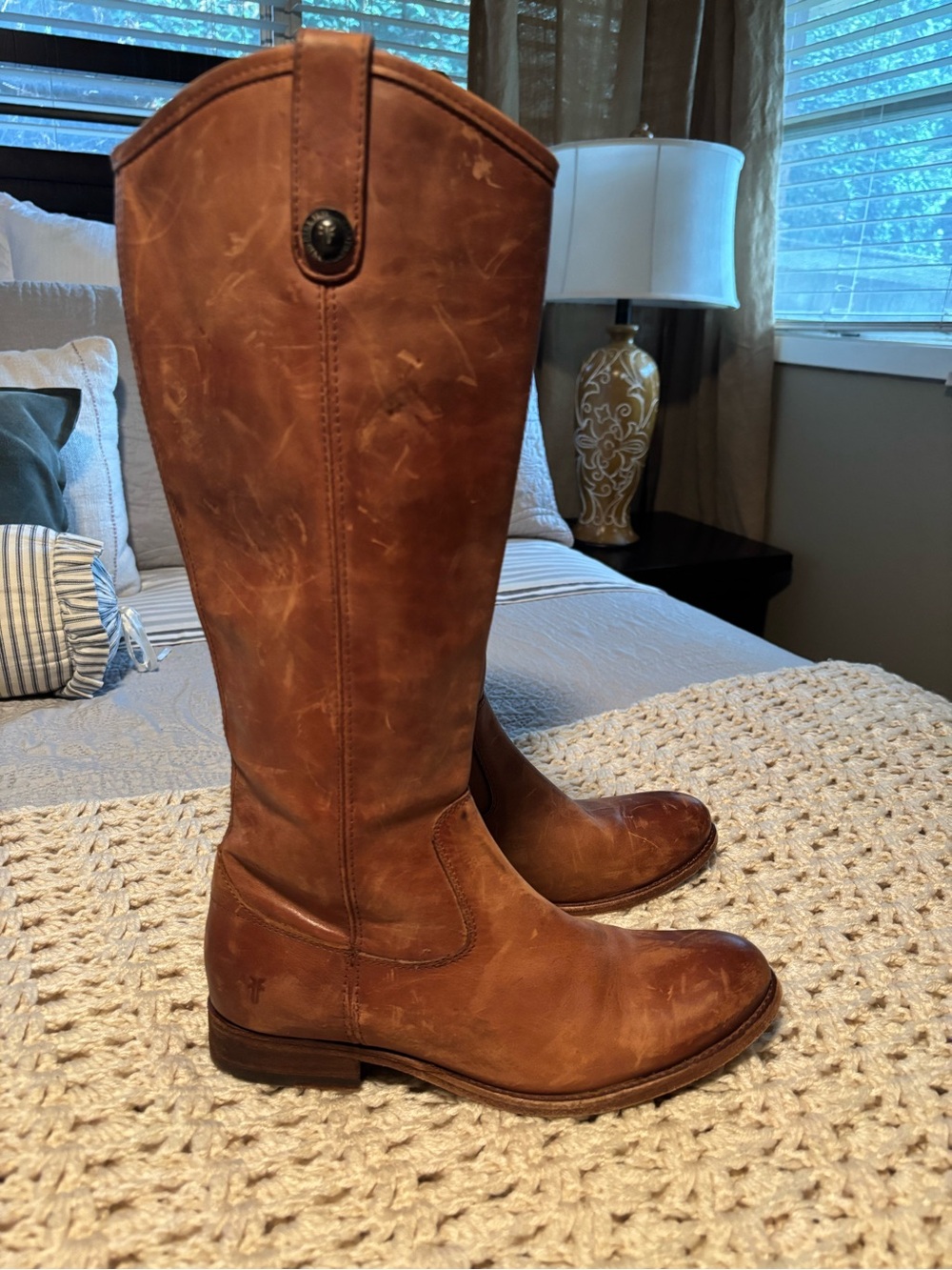 FRYE Tall Brown Leather Riding  Size 7 1/2 - Picture 2 of 14
